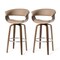 Set of 2/4 Mid-century Modern Leatherette Swivel Bar Stools/Counter Stools with Walnut Bentwood Frame